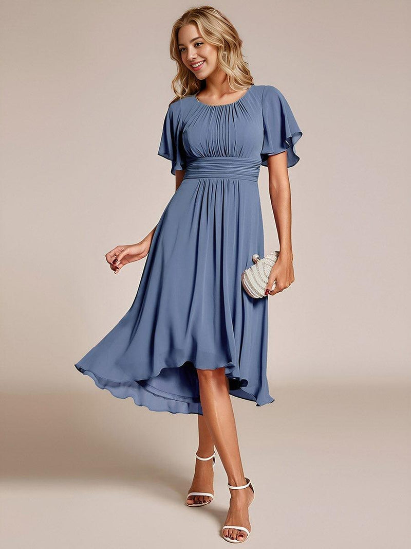 ever EDEN|Flowy Chiffon Round Neckline A-Line Knee Length Wedding Guest Dress