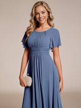ever EDEN|Flowy Chiffon Round Neckline A-Line Knee Length Wedding Guest Dress