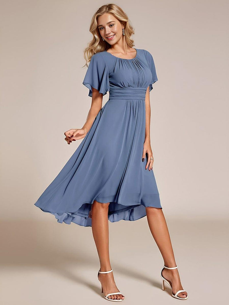 ever EDEN|Flowy Chiffon Round Neckline A-Line Knee Length Wedding Guest Dress