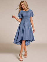 ever EDEN|Flowy Chiffon Round Neckline A-Line Knee Length Wedding Guest Dress