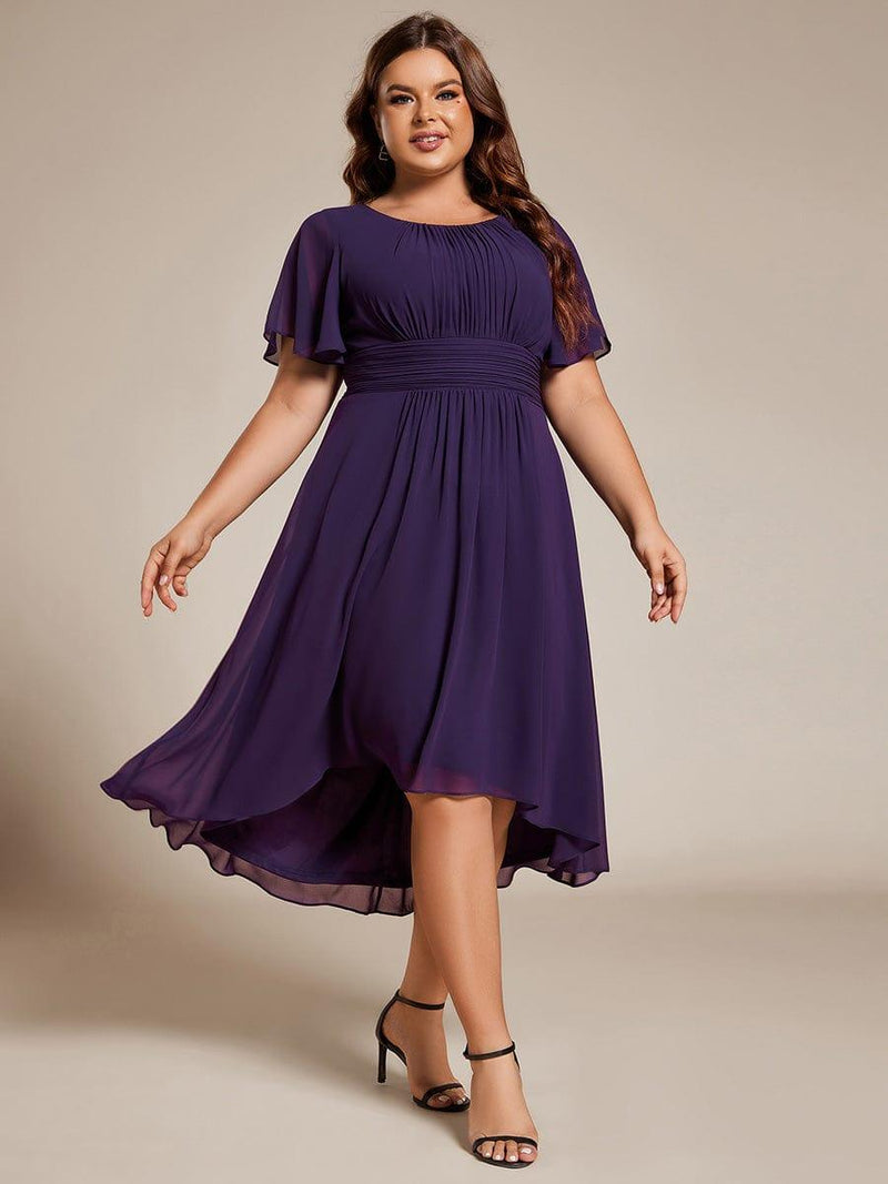 ever EDEN|Flowy Chiffon Round Neckline A-Line Knee Length Wedding Guest Dress