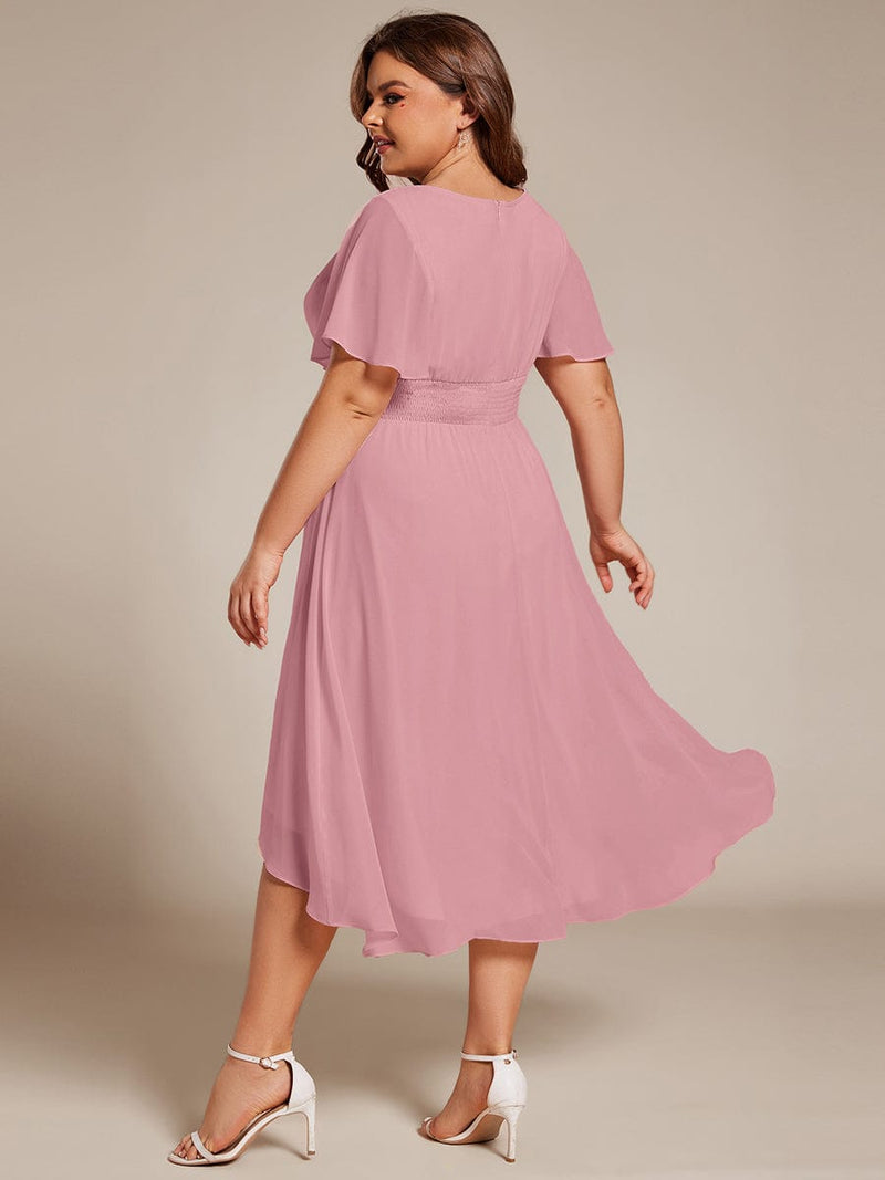 ever EDEN|Flowy Chiffon Round Neckline A-Line Knee Length Wedding Guest Dress