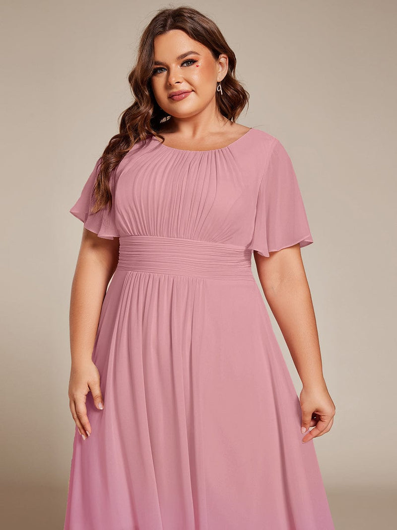 ever EDEN|Flowy Chiffon Round Neckline A-Line Knee Length Wedding Guest Dress