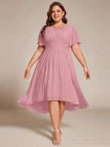 ever EDEN|Flowy Chiffon Round Neckline A-Line Knee Length Wedding Guest Dress