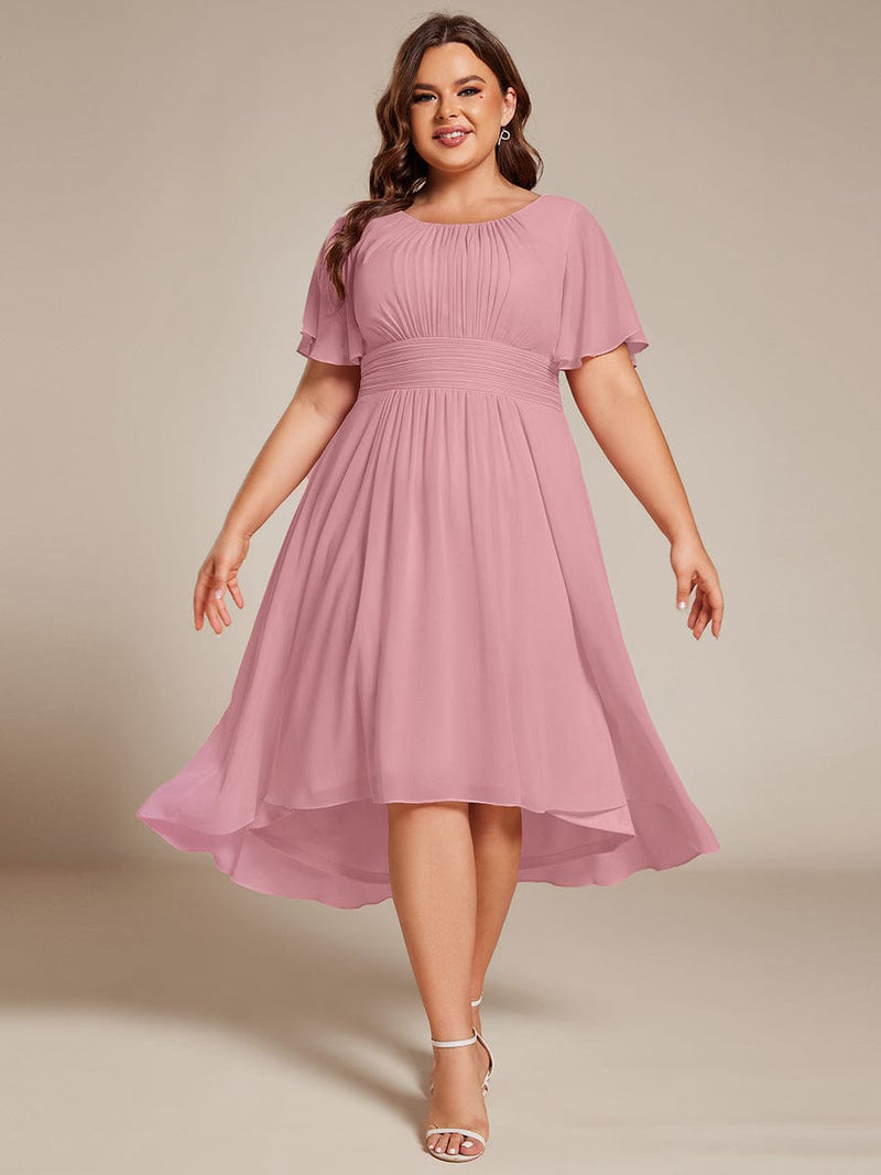ever EDEN|Flowy Chiffon Round Neckline A-Line Knee Length Wedding Guest Dress