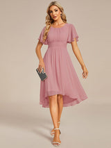 ever EDEN|Flowy Chiffon Round Neckline A-Line Knee Length Wedding Guest Dress
