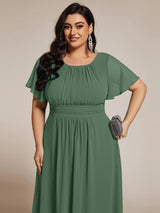 ever EDEN|Flowy Chiffon Round Neckline A-Line Knee Length Wedding Guest Dress