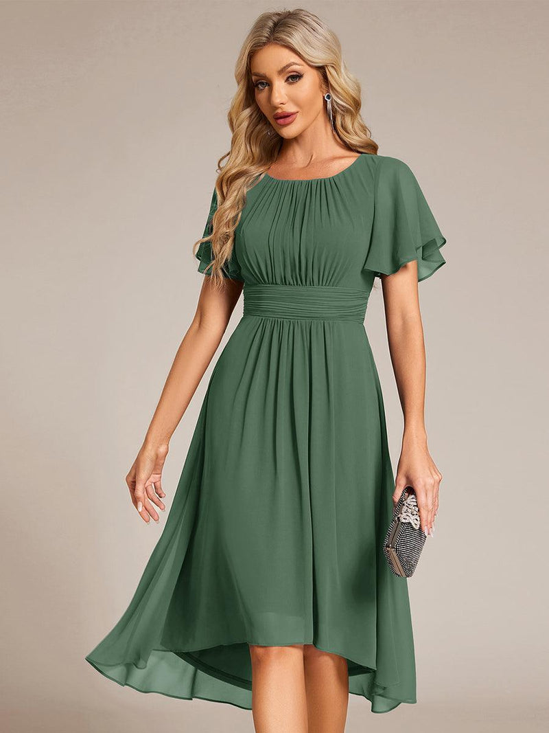 ever EDEN|Flowy Chiffon Round Neckline A-Line Knee Length Wedding Guest Dress
