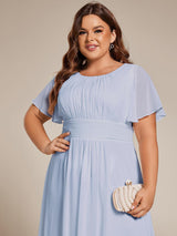 ever EDEN|Flowy Chiffon Round Neckline A-Line Knee Length Wedding Guest Dress