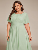 ever EDEN|Flowy Chiffon Round Neckline A-Line Knee Length Wedding Guest Dress