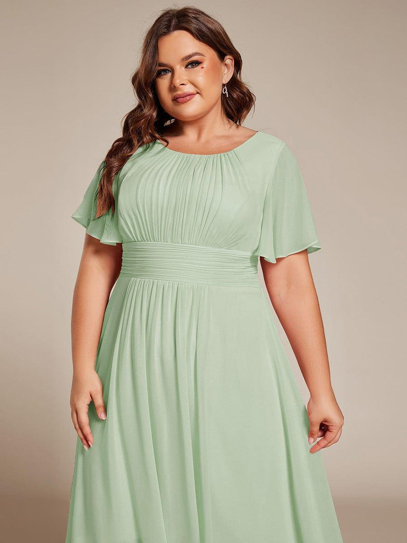 ever EDEN|Flowy Chiffon Round Neckline A-Line Knee Length Wedding Guest Dress