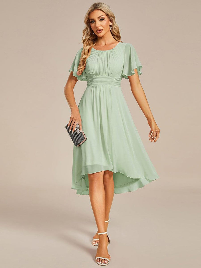 ever EDEN|Flowy Chiffon Round Neckline A-Line Knee Length Wedding Guest Dress