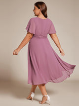 ever EDEN|Flowy Chiffon Round Neckline A-Line Knee Length Wedding Guest Dress