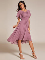 ever EDEN|Flowy Chiffon Round Neckline A-Line Knee Length Wedding Guest Dress