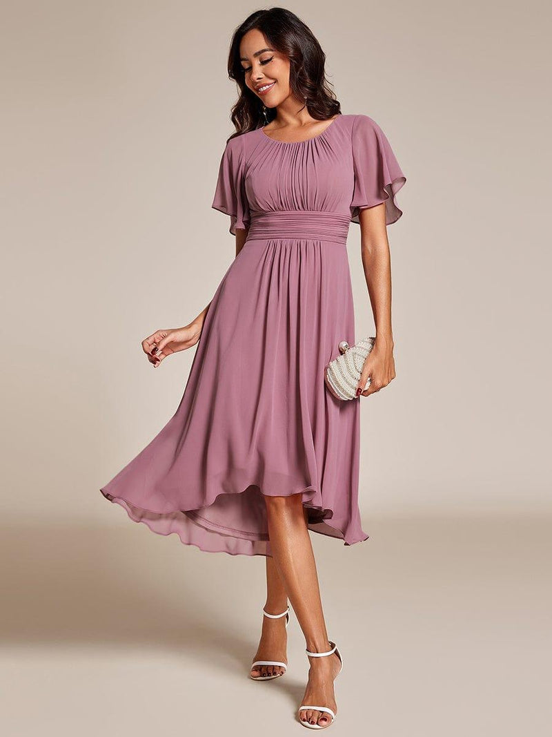 ever EDEN|Flowy Chiffon Round Neckline A-Line Knee Length Wedding Guest Dress