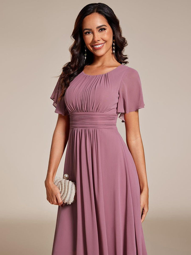 ever EDEN|Flowy Chiffon Round Neckline A-Line Knee Length Wedding Guest Dress