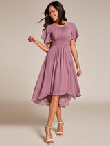 ever EDEN|Flowy Chiffon Round Neckline A-Line Knee Length Wedding Guest Dress