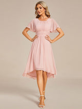 ever EDEN|Flowy Chiffon Round Neckline A-Line Knee Length Wedding Guest Dress