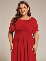 ever EDEN|Flowy Chiffon Round Neckline A-Line Knee Length Wedding Guest Dress