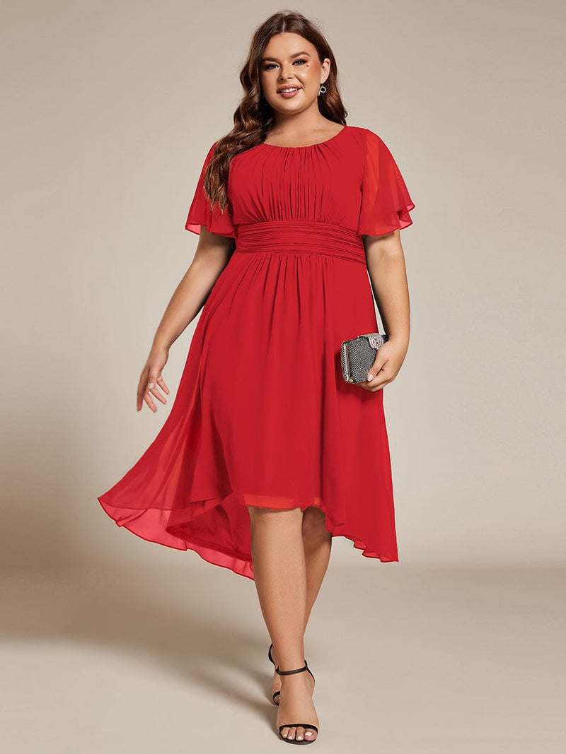 ever EDEN|Flowy Chiffon Round Neckline A-Line Knee Length Wedding Guest Dress