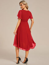 ever EDEN|Flowy Chiffon Round Neckline A-Line Knee Length Wedding Guest Dress