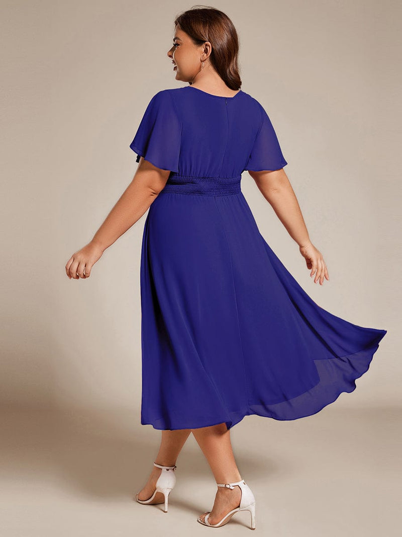 ever EDEN|Flowy Chiffon Round Neckline A-Line Knee Length Wedding Guest Dress