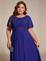 ever EDEN|Flowy Chiffon Round Neckline A-Line Knee Length Wedding Guest Dress