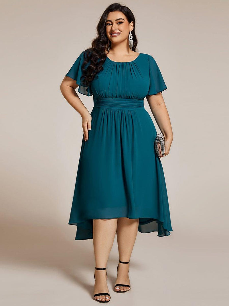 ever EDEN|Flowy Chiffon Round Neckline A-Line Knee Length Wedding Guest Dress