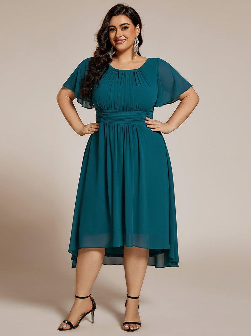 ever EDEN|Flowy Chiffon Round Neckline A-Line Knee Length Wedding Guest Dress