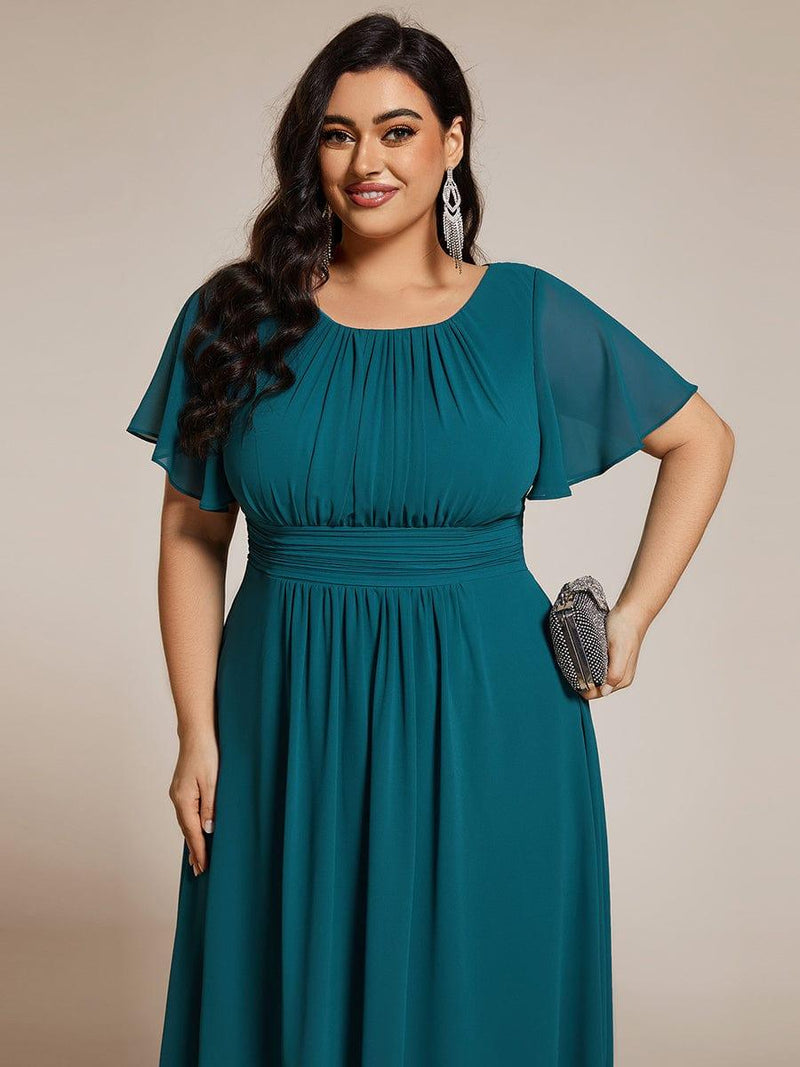 ever EDEN|Flowy Chiffon Round Neckline A-Line Knee Length Wedding Guest Dress