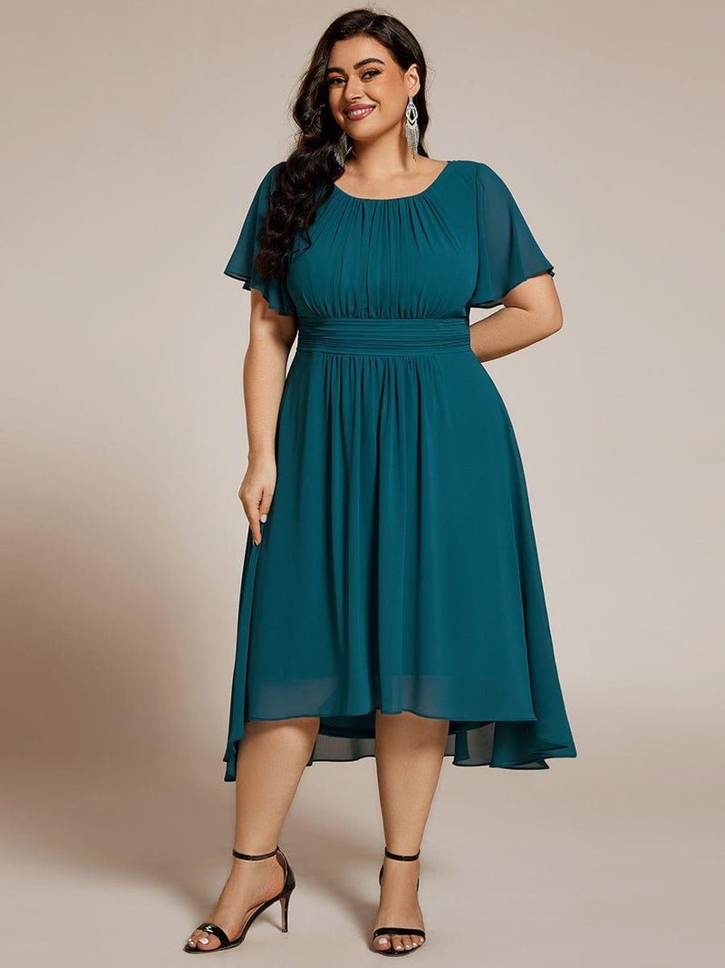 ever EDEN|Flowy Chiffon Round Neckline A-Line Knee Length Wedding Guest Dress