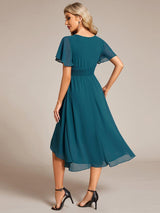 ever EDEN|Flowy Chiffon Round Neckline A-Line Knee Length Wedding Guest Dress