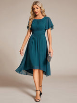 ever EDEN|Flowy Chiffon Round Neckline A-Line Knee Length Wedding Guest Dress