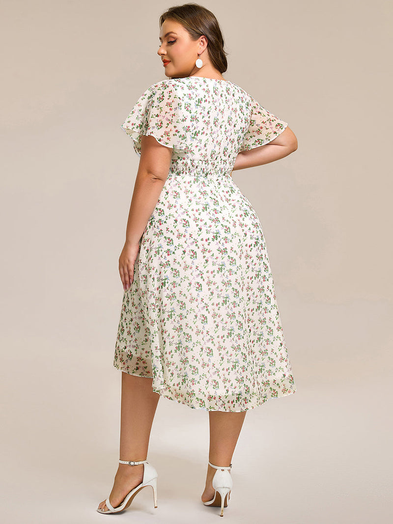 ever EDEN|Flowy Chiffon Round Neckline A-Line Knee Length Wedding Guest Dress