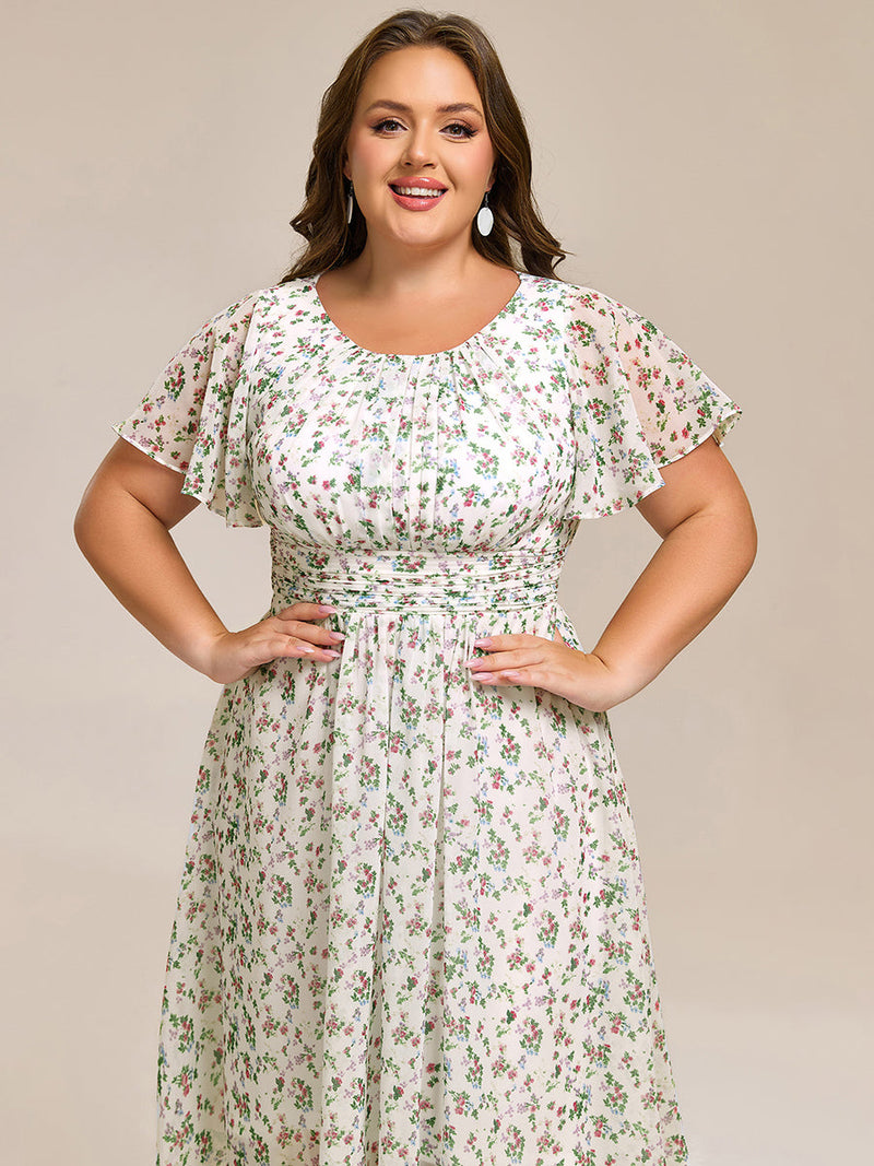 ever EDEN|Flowy Chiffon Round Neckline A-Line Knee Length Wedding Guest Dress