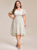 ever EDEN|Flowy Chiffon Round Neckline A-Line Knee Length Wedding Guest Dress