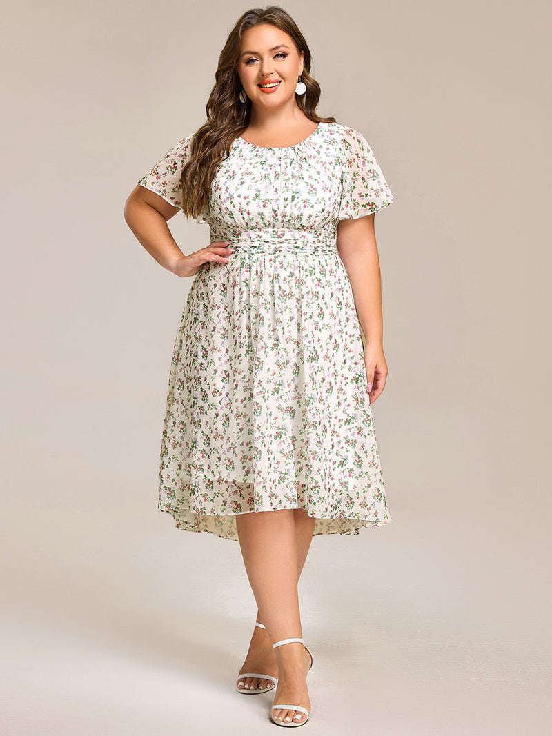 ever EDEN|Flowy Chiffon Round Neckline A-Line Knee Length Wedding Guest Dress