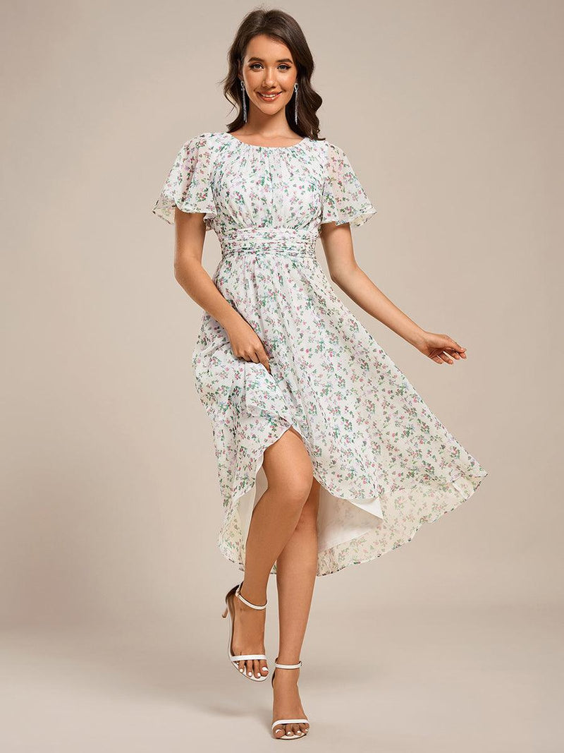 ever EDEN|Flowy Chiffon Round Neckline A-Line Knee Length Wedding Guest Dress
