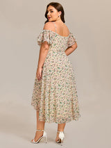 ever JORDANE|Spaghetti Strap Cold Shoulder Chiffon A-Line Midi Wedding Guest Dress