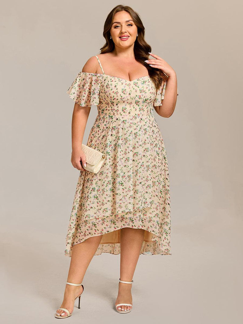 ever JORDANE|Spaghetti Strap Cold Shoulder Chiffon A-Line Midi Wedding Guest Dress