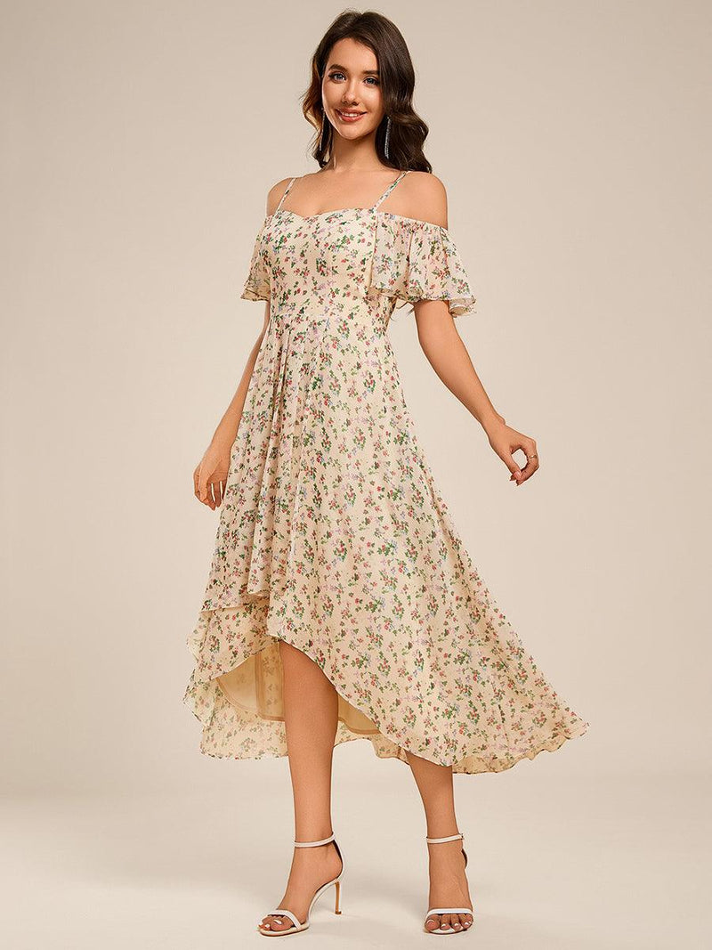 ever JORDANE|Spaghetti Strap Cold Shoulder Chiffon A-Line Midi Wedding Guest Dress