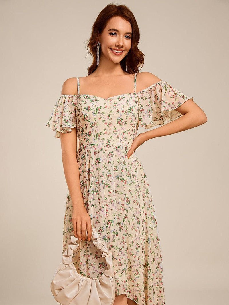 ever JORDANE|Spaghetti Strap Cold Shoulder Chiffon A-Line Midi Wedding Guest Dress