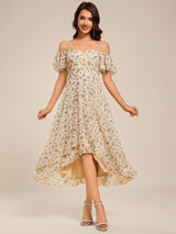 ever JORDANE|Spaghetti Strap Cold Shoulder Chiffon A-Line Midi Wedding Guest Dress