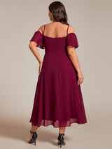 ever JORDANE|Spaghetti Strap Cold Shoulder Chiffon A-Line Midi Wedding Guest Dress