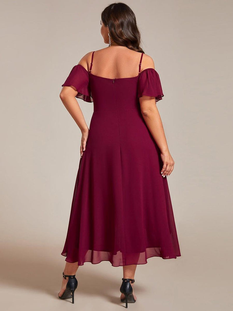 ever JORDANE|Spaghetti Strap Cold Shoulder Chiffon A-Line Midi Wedding Guest Dress