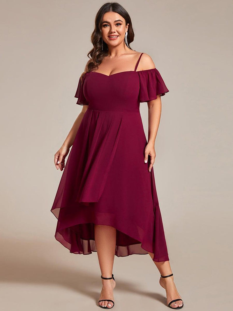 ever JORDANE|Spaghetti Strap Cold Shoulder Chiffon A-Line Midi Wedding Guest Dress