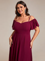 ever JORDANE|Spaghetti Strap Cold Shoulder Chiffon A-Line Midi Wedding Guest Dress