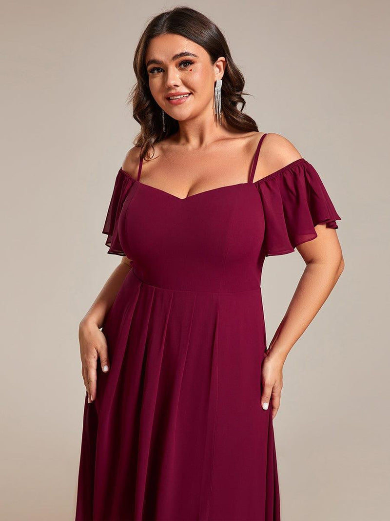 ever JORDANE|Spaghetti Strap Cold Shoulder Chiffon A-Line Midi Wedding Guest Dress