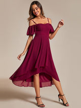 ever JORDANE|Spaghetti Strap Cold Shoulder Chiffon A-Line Midi Wedding Guest Dress