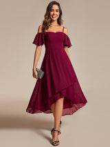 ever JORDANE|Spaghetti Strap Cold Shoulder Chiffon A-Line Midi Wedding Guest Dress